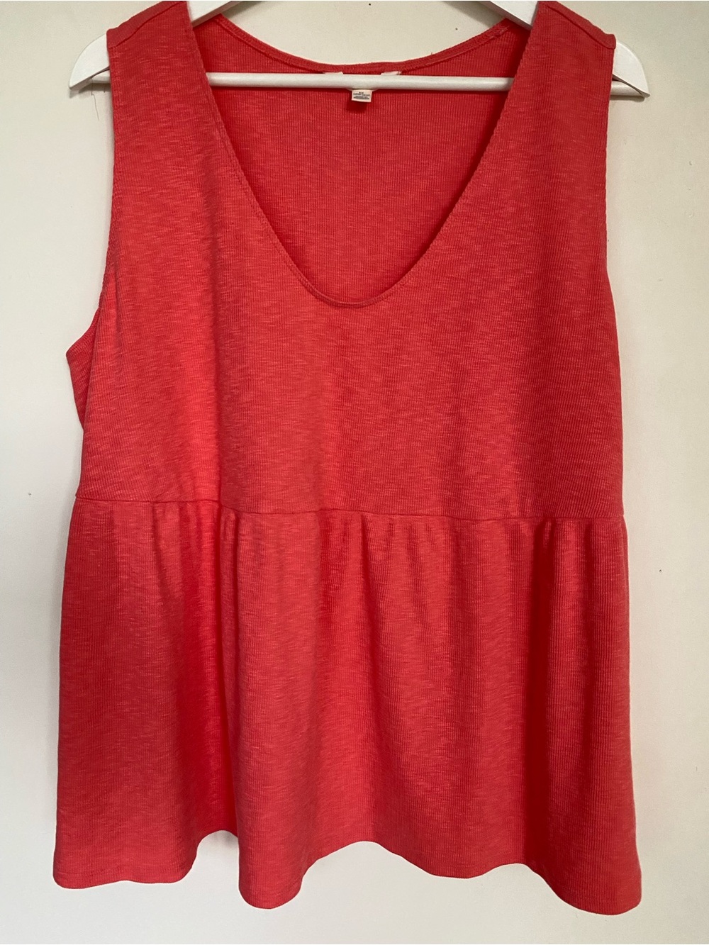 Terra & Sky Coral Red Sleeveless Peplum Tank Top